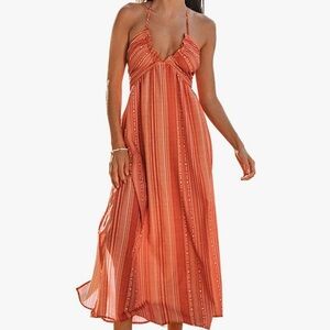 Orange Halter Maxi Dress